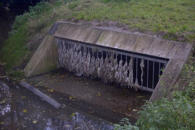 Regenberlaufbecken mit verstrktem Abschlag